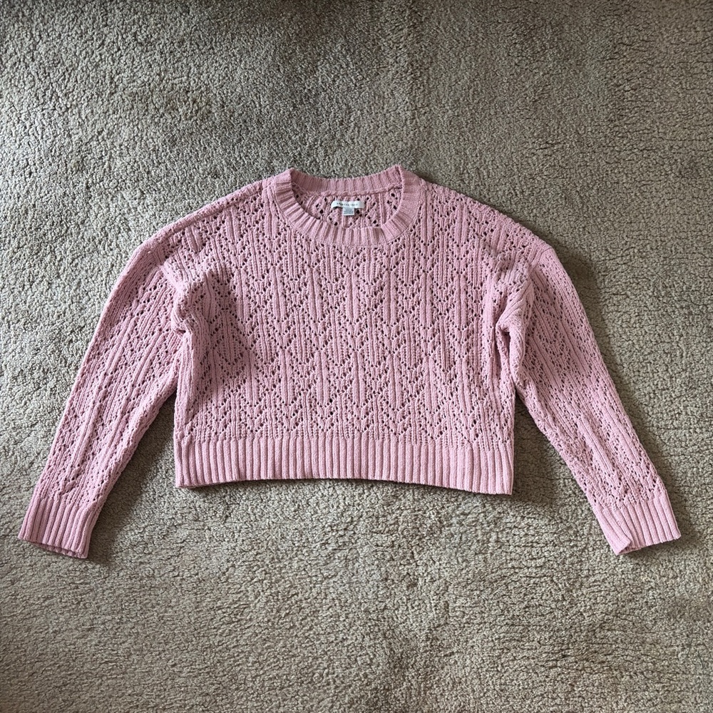 American Eagle Outfitters Light Pink Lace Knit Sweater
